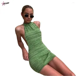 Casual Dresses PULABO Halter Sexy Mini Women Backless Bodycon Skinny Club Sleeveless Knitted Slim Summer Beach Streetwear Female Robe Dress