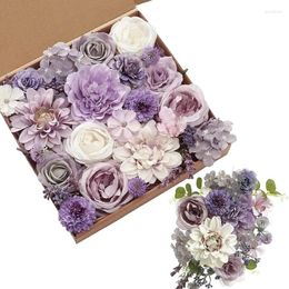 Decorative Flowers Purple Artificial Fake Flower For Home Decor Party Garden Wedding Marriage Decoration Bouquet Garland DIY Gift Accessory