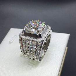 Stunning New Arrival Fashion Luxury Jewellery 925 Sterling Silver White Sapphire Round Cut CZ Zirconia Party Women Wedding Engagment Men 303g