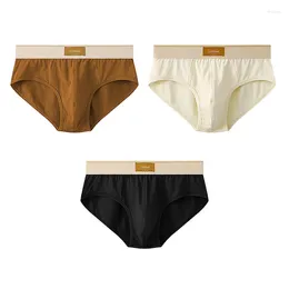 Underpants 3pcs/lot Sexy Men's Underwear Cotton Briefs Breathable Trendy Solid Color Plus Size