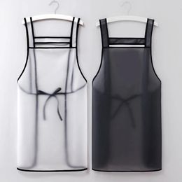 Kitchen Waterproof Apron Transparent Ladies Men Home Aprons Wipeable Oil Resistant Baking Accessories BBQ Restaurant Cafe 240508