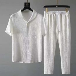 Shirt Trousers2023 summer men fashion classic shirt mens business casual shirts A set of clothes size M4XL 240430