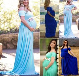 New summer Pregnant Off Shoulder Solid Women Lace Maxi Long Dress Maternity Gown Pography Po Shoot SEXY Dress1690074