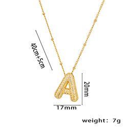 Shiny Cubic Zirconia Bubble Alphabet 26 A-Z,Letter Necklace,Personalized Monogram Necklace,Balloon Initial Necklace Gifts for Women 18K Gold Plated Jewelry