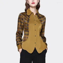 Women's Blouses Spring Autumn Turn-down Collar Fashion Long Sleeve Shirt Women Casual Slim Button Cardigan Printing All-match Chic Blouse