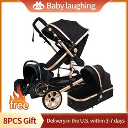 Strollers# Luxury Baby Stroller 3 in 1 Stable Aluminum Frame Portable Stroller Pram Newborn Bassinet Free Shipping T240509
