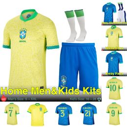 2023 2024 America's cup BRAZILS soccer jerseys NEYMAR L.PAQUETA VINI JR. 23 P.COUTINHO RICHARLISON football shirt G.JESUS T.SILVA PELE CASEMIRO men women kids sets jersey