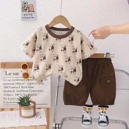 Clothing Sets 2024 Designer Baby Boy 18 Months Old Summer Clothes For Kids Full Cartoon Printed Short Sleeve T-shirts Shorts Boys Outfits