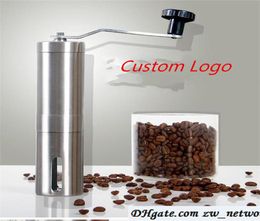 Custom Logo Coffee Grinder Bean Mills Manual Stainless Steel Portable Kitchen Grinding Tools Perfumery Cafe Bar Handmade coffee m9318272