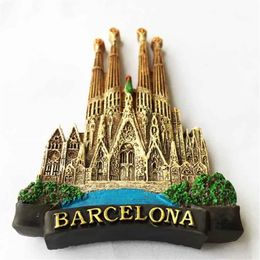 Sagrada Familia Barcelona Spain Fridge Magnets Resin Handmade 3D Magnetic Refrigerator Sticker Travel Souvenirs 240429