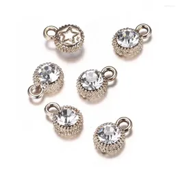 Charms 10Pcs/lot Alloy Round Rhinestone Crystal Pendant For Jewelry DIY Makings Accessories