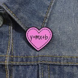 Algebraic Equation Enamel Pin Pink Heart Shaped Lapel Badge Backpack Clothes Brooches Jewellery Accessories Gift for Friend