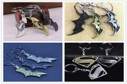 Super Heroes Batman Superman Metal Key Pendant Keyrings Comic Keychain Animal Bat Charms Key Chain Rings Christmas Gift Fans Drops9370871