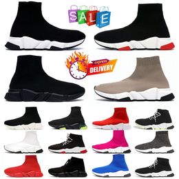 Luxury Socks Shoes Men Women High Top Sneakers Designer Shoes All Black White Pink Blue Red Beige Glitter Top Quality Trainers Walking Outdoor