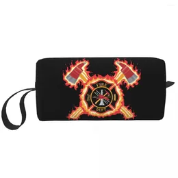 Storage Bags Fashion Firefighter Cross Travel Toiletry Bag Women Fire Rescue Fireman Makeup Cosmetic Organizer Beauty Dopp Kit