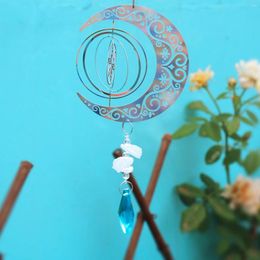 Decorative Figurines Moon Wind Chimes Silver 3D Spinner Glass Bead Hanging Decoration Indoor Outdoor Creative For Kids With Bell Dreamy