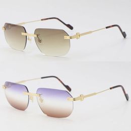Latest Fashion Men Sunglasses Sunshade glasses 0271S Head Composite Metal Rimless Optical Frame Classic Rectangle Square 18K Gold Luxur 248s