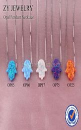 78 Colours Fashion 925 Silver Chain Hand Opal Hamsa Necklace 925 Sterling Silver Fatima Hand 11x13mm Opal Silver Necklace 2208188846988