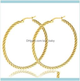 Jewelrymxgxfam Titanium Steel Rope Circle Hoop Earrings Jewelry For Women Fashion 3 Size Choices 4 Gold Color Hie Drop Delivery 3807718