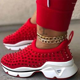 Casual Shoes Women's Platform Wedge Heel Ladies Leopard Print Overshoes Nice Sneakers Rivet Vulcanised Large Size