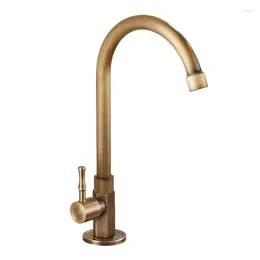 Kitchen Faucets Cold Sink Faucet Antique Bronze Finished 360 Degree Single Hole Water Tap Cooper