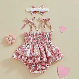 Rompers Newborn Baby Girl Floral Sleeveless Romper Dress Summer Clothes Infant One Outfit H240508