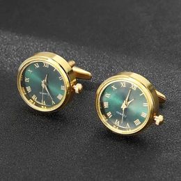 Cuff Links Mens Luxury Cufflinks Classic French Business Fashion Rotating Clock Gold Cufflinks Anniversary Gift Q240508