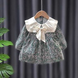 Girl's Dresses Kid Girl Dress Bow Doll Collar Long Sleeve Princess Dress Toddler Elegant Costume Birthday Party Baby Girl Clothes Children A885