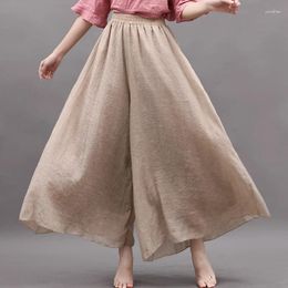 Women's Pants Thin Light Soft Cotton Cool Summer Wide Leg Culotte High Waist Loose Fashion Women Casual Chinese Style Skirt