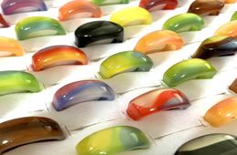 Bulk Lots 50pcs retro cute Colourful resin rings mix set Acrylic fashion charm Ladies girls Jewellery party gifts Whole7827747