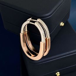 كلاسيكي صغير وكبير U Lock Style أقراط AAA Zircon Buckle Circle Ear Pendants for Women Brand Jewelry