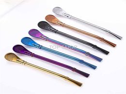 Drinking Straw Stainless Steel Yerba Mate Straw Gourd Bombilla Filter Spoons Reusable Metal Pro Tea Tools Bar Accessories9788240