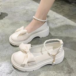 Dress Shoes 2024 Women Bow Chain Mary Janes Thick Platform Lolita Vintage Girls Students JK Uniform Party Pumps Cosplay High Heels