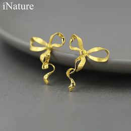 iNature 925 Sterling Silver Fashion Sweet Bow Knot Stud Earrings For Women Girls Jewellery Accessories Gift 240506