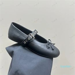 Frühlingsfrau Luxus Ballett Flachschuhe Bug Kristall runde Zehen Slip-on-Bootsschuh Komfort Outdoor Outma Diamond