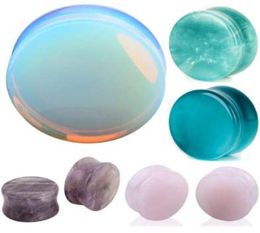 NEW Ear Expander Ear Piercing 1 Pair of Opalite Stone Ear Plugs Tunnels Gauges Expander Body Piercing Jewelry2449266