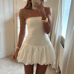 Basic Casual Dresses Two Piece Dress Hirigin Contrast Colourful Mini Folding Dress Suitable for Women Strapless Sexy Ultra Thin Sleeveless Ruffle Panel Y2K Bea