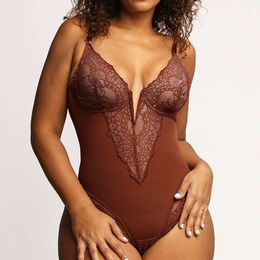 corset European and American lace hollowed out jumpsuit, sexy shapewear, women's buttocks lifting belly tightening large-sized shape