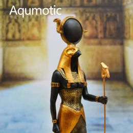 Sculptures Aqumotic God of War Isis Son Statue Decor Memorial Ancient Egyptian Mythology 1pc Eagle Snake Scepter Decorations