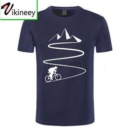 Men's T-Shirts Mountain bike heartbeat funny bike T-shirt oversized custom short sleeved mens T-shirt fashionable family cotton d240509