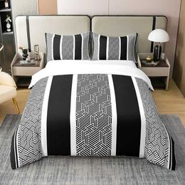 Bedding sets Geometric down duvet cover suitable for children and boys comfortable cover double size striped bedding with 2 pillowcases 3Pcs bedroom decoration J24