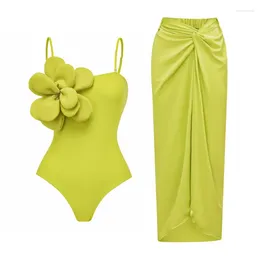 Women's Swimwear 2024 Sexy 3D Flower Push Up Bikini Set One-Pieces Women Swimsuit Cover Brazilian Swimming Suit Beachwear Biquini