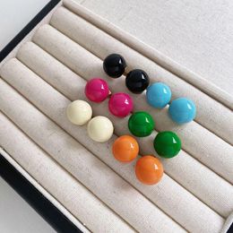 Stud Earrings Trend Stainless Steel Macaron Candy-colored Round For Women Cute Charms Waterproof Jewellery Gift