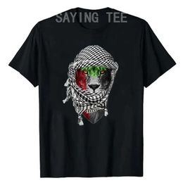 Men's T-Shirts Palestinian Lion T-shirt Humorous and Interesting Palestinian Flag Printed Graphic T-shirt Top Short Silver Blouses Novel Gift Peace Lover T240508