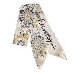 Ink Painting Print Big Luxury Woman Twilly Silk Scarf Brand 100cm6cm Long Small Head Scarf Bag Ribbons Kerchief Ladies Tie8830744