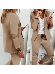 Work Dresses 2024 Autumn 2 Piece/Set Women's Set Fashion Piece Jacket Pants Colour Matching Business Travel Suit