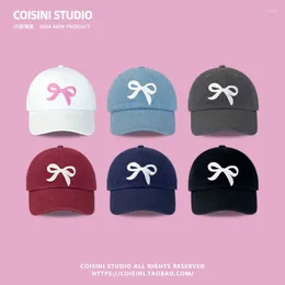 Ball Caps Korean Cute Bow Embroidered Baseball Hat For Men And Women Spring Summer Sunshade Soft Top Adjustable Sports Cap Gorras
