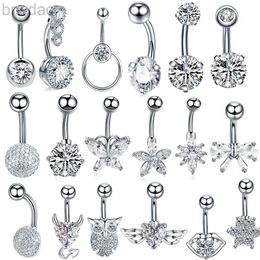 Navel Rings 1PC Crystal Belly Button Rings For Women Navel Ring Zircon Drop Dangle Body Jewelry Piercing Beach Belly Navel Rings d240509