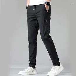 Men's Pants Summer Thin Casual With Elastic Waist And Cropped Cotton Linen Ice Silk Youth Trendy Pan