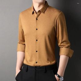 Men's Casual Shirts Top Grade Wool 4.7% Traceless Brand Man 2024 Fashion Designert Slim Fit Business Long Sleeve Men Clothing